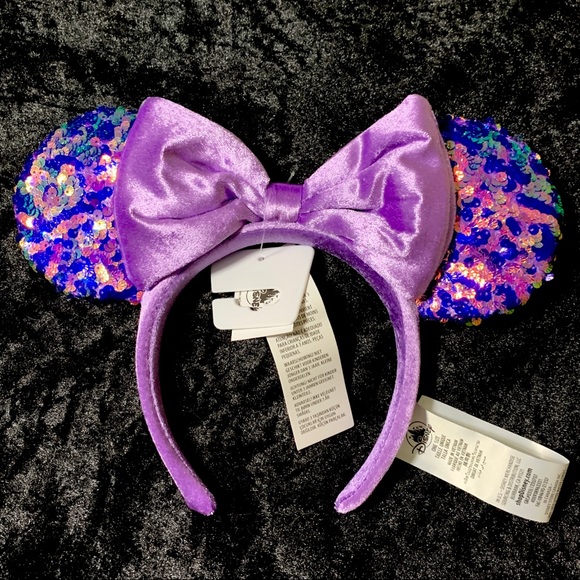 Amethyst Sequin and Purple Velvet Minnie Ears - Picture 3 of 4